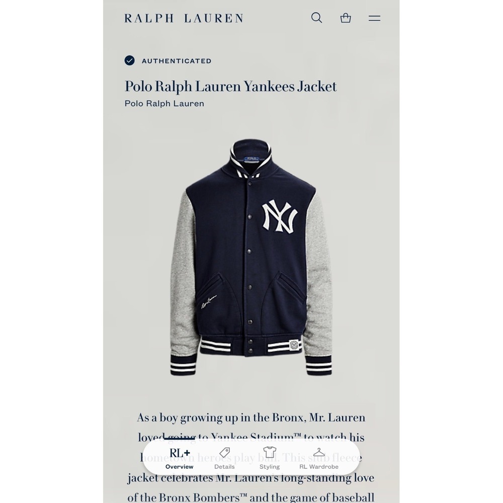 Polo Ralph Lauren New York Yankees Mens Jacket L bronx Bomber fleece Navy NWT - Picture 3 of 15